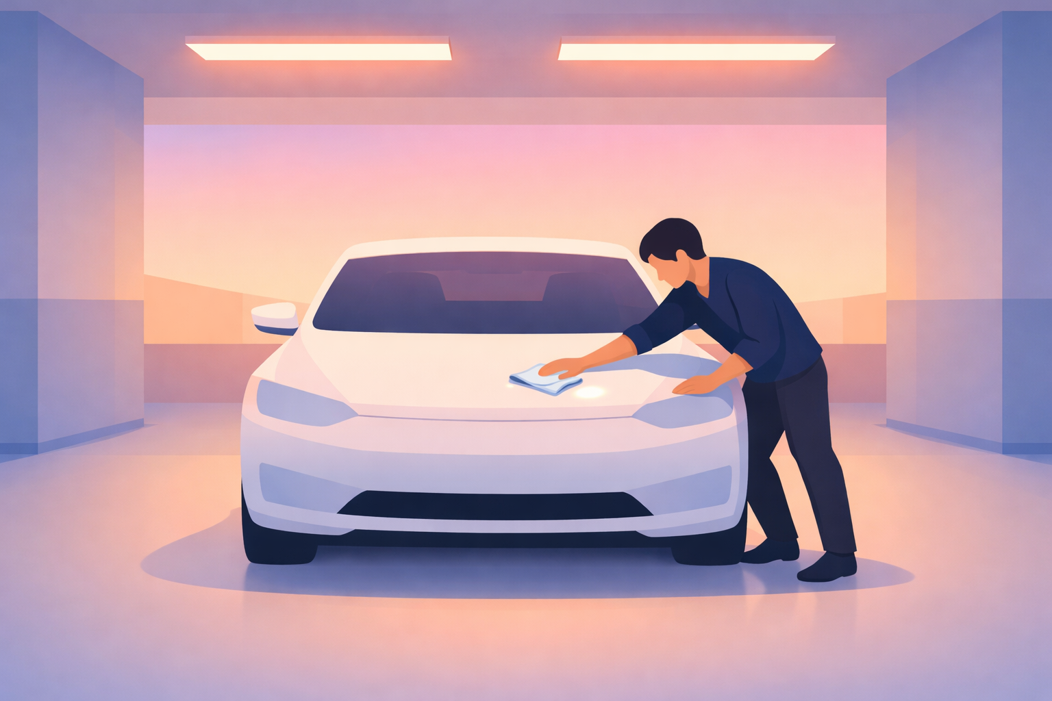 Professional car wash service in a Dubai residential parking lot